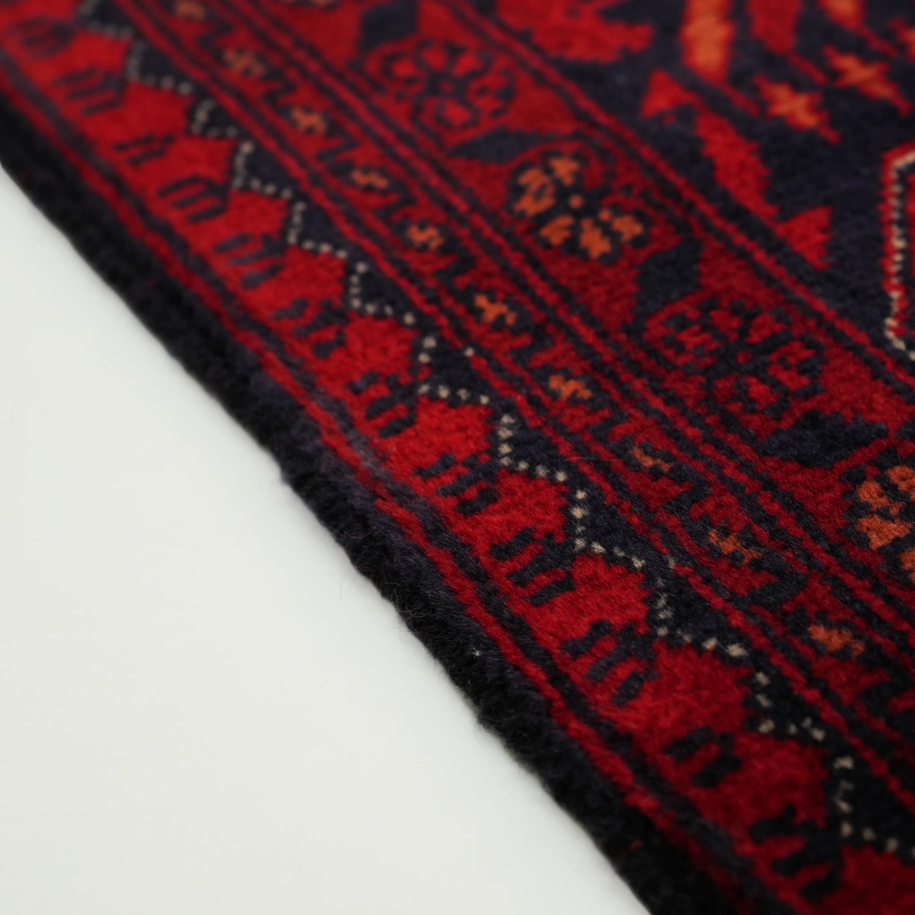 Handwoven Afghan Pattern Burgundy Wool Ethnic Bilicik Rug