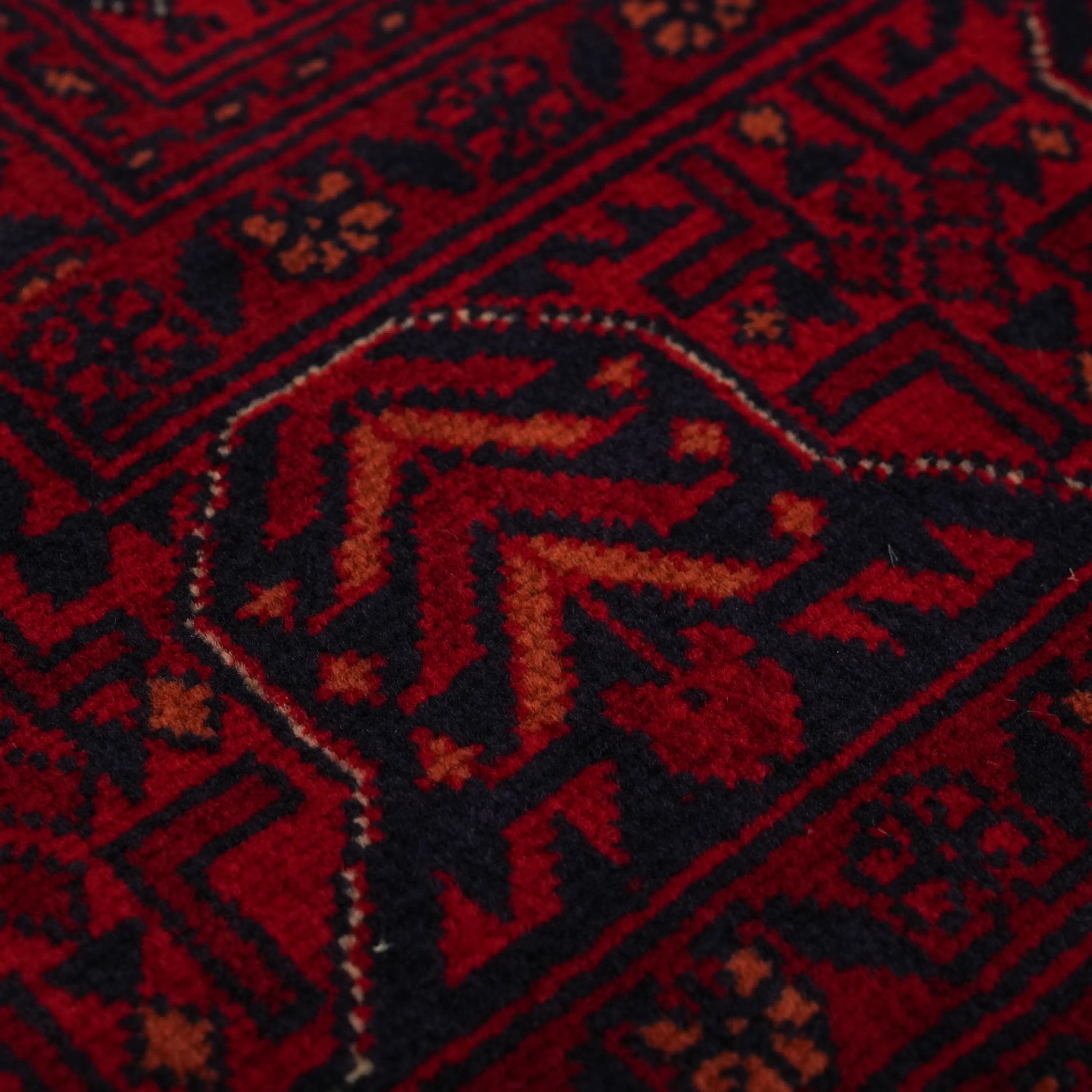 Handwoven Afghan Pattern Burgundy Wool Ethnic Bilicik Rug