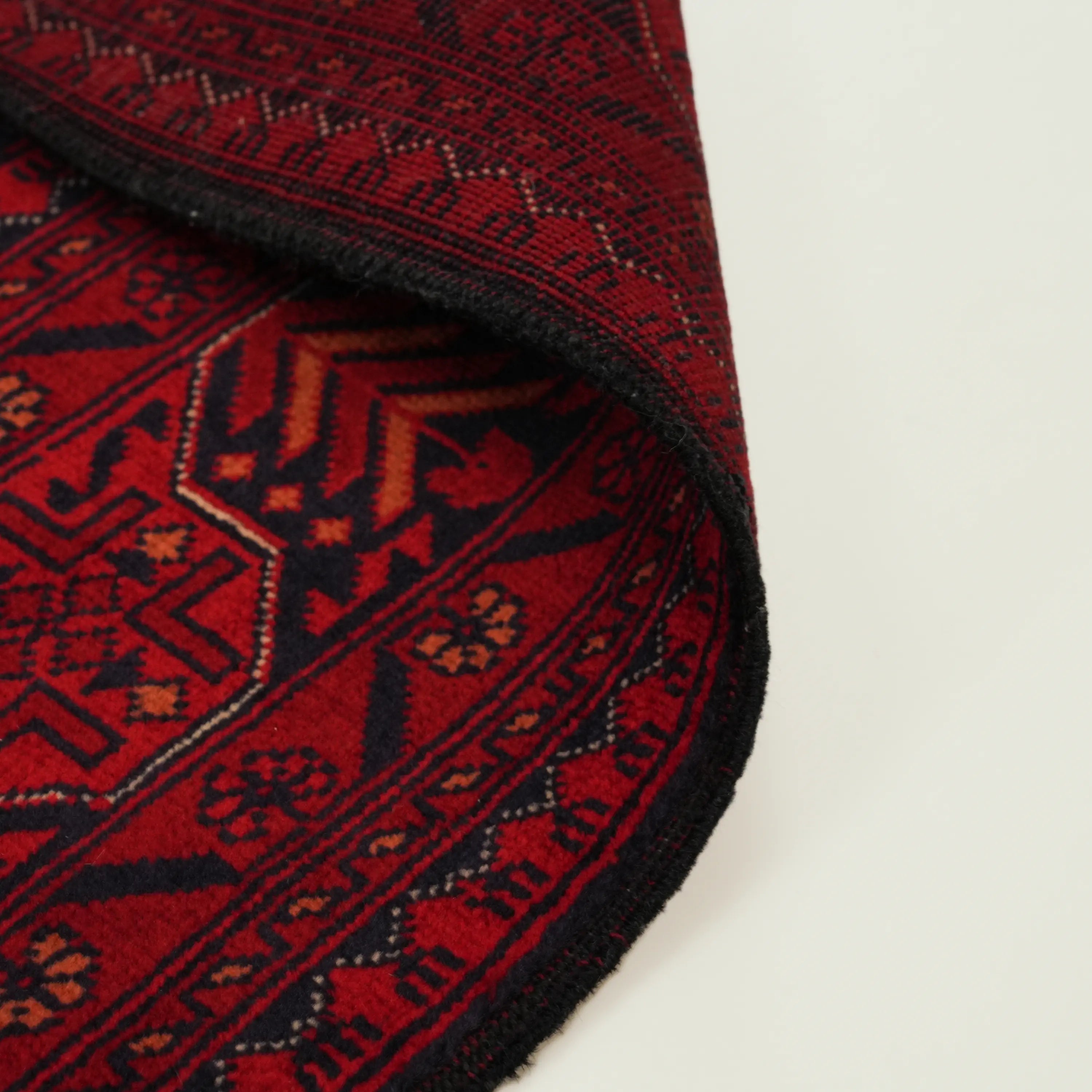 Handwoven Afghan Pattern Burgundy Wool Ethnic Bilicik Rug