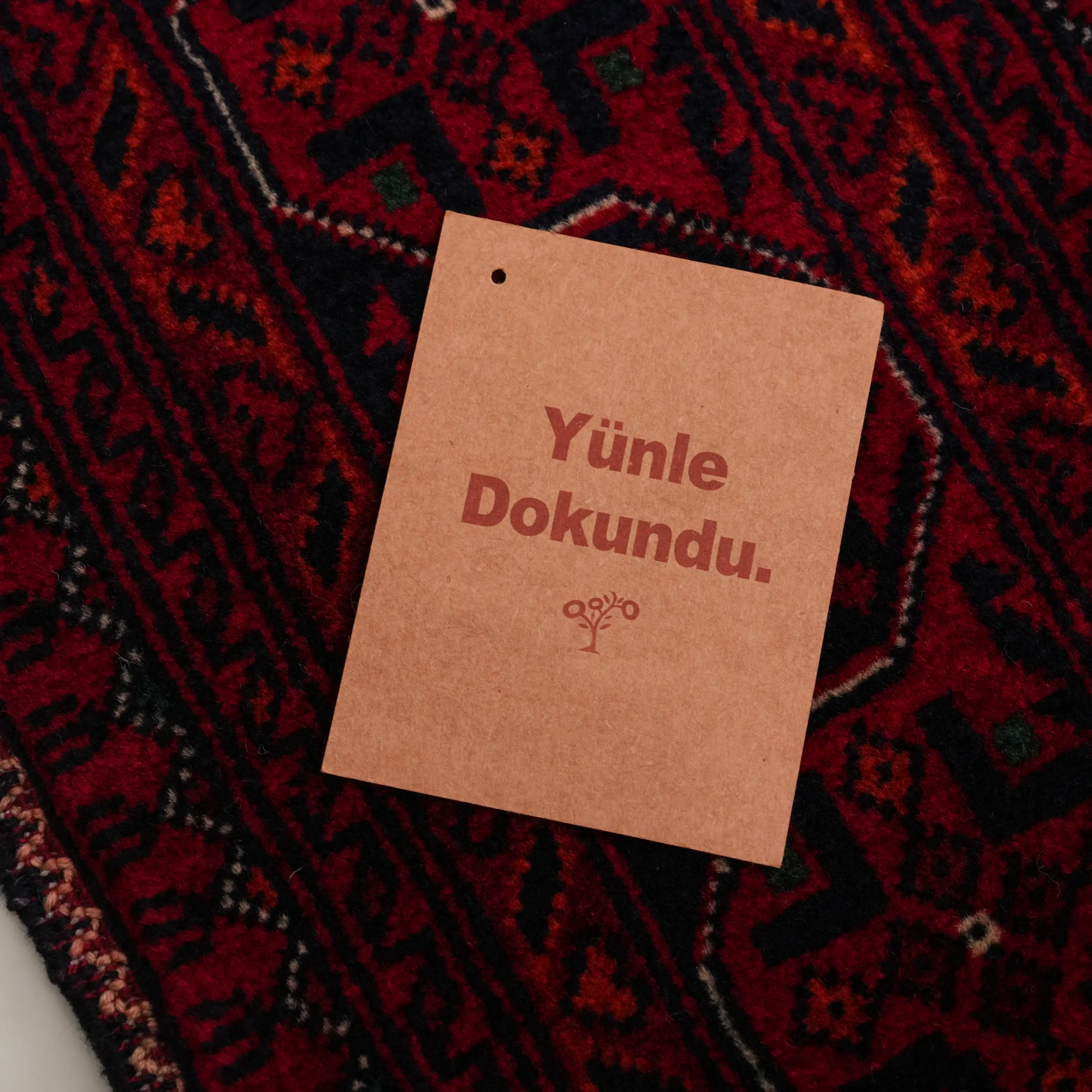 El Dokuma Afgan Desenli Etnik Bordo Yün Bilicik Halı