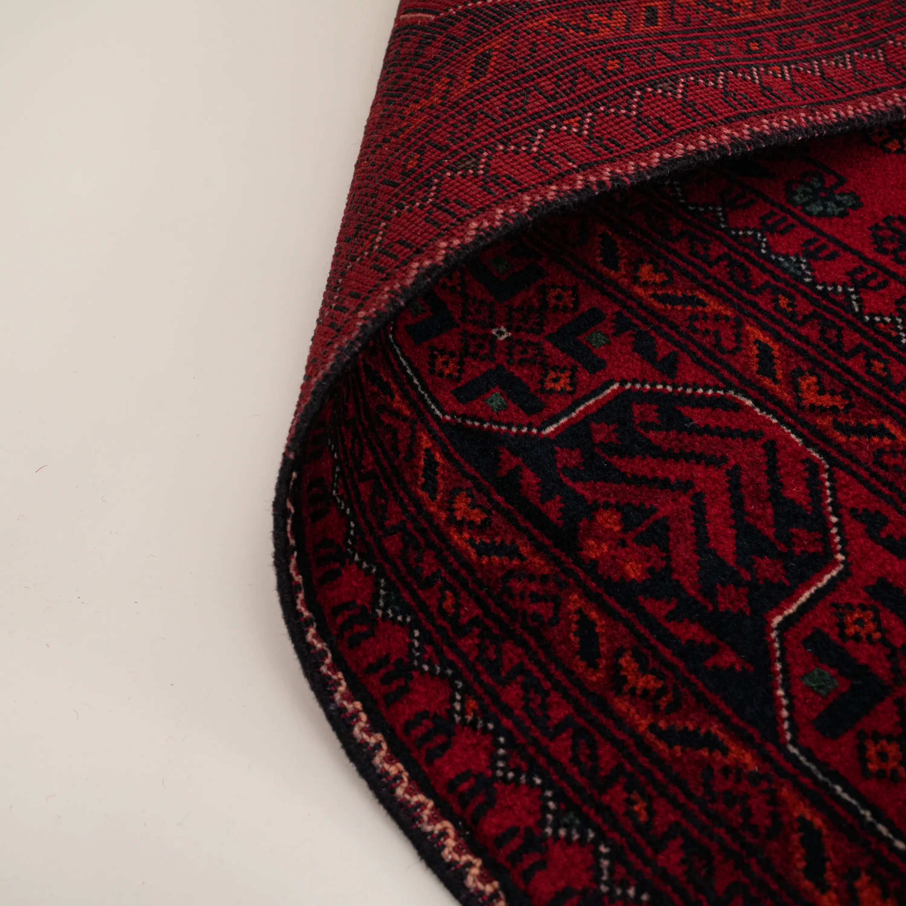 El Dokuma Afgan Desenli Etnik Bordo Yün Bilicik Halı