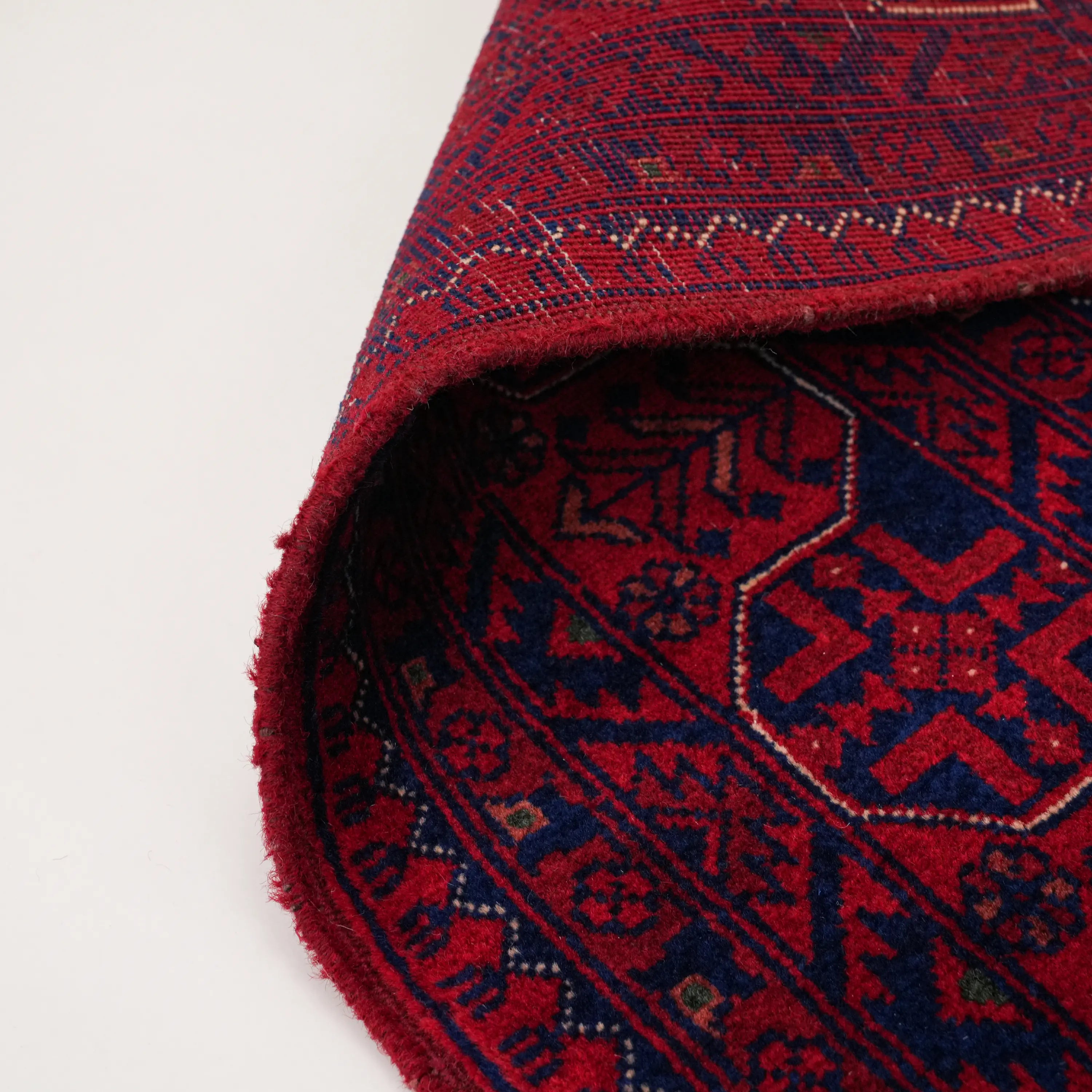 El Dokuma Afgan Desenli Etnik Yün Bordo Bilicik Halı