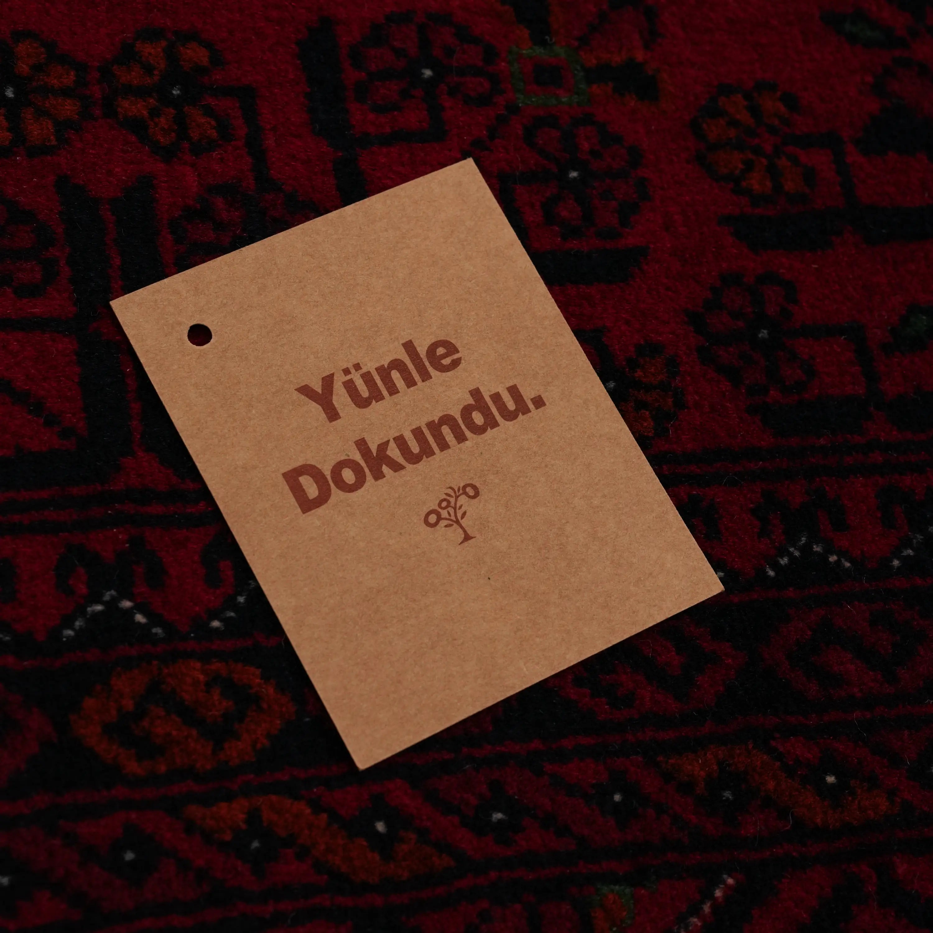 Handwoven Afghan Pattern Burgundy Wool Bilicik Rug