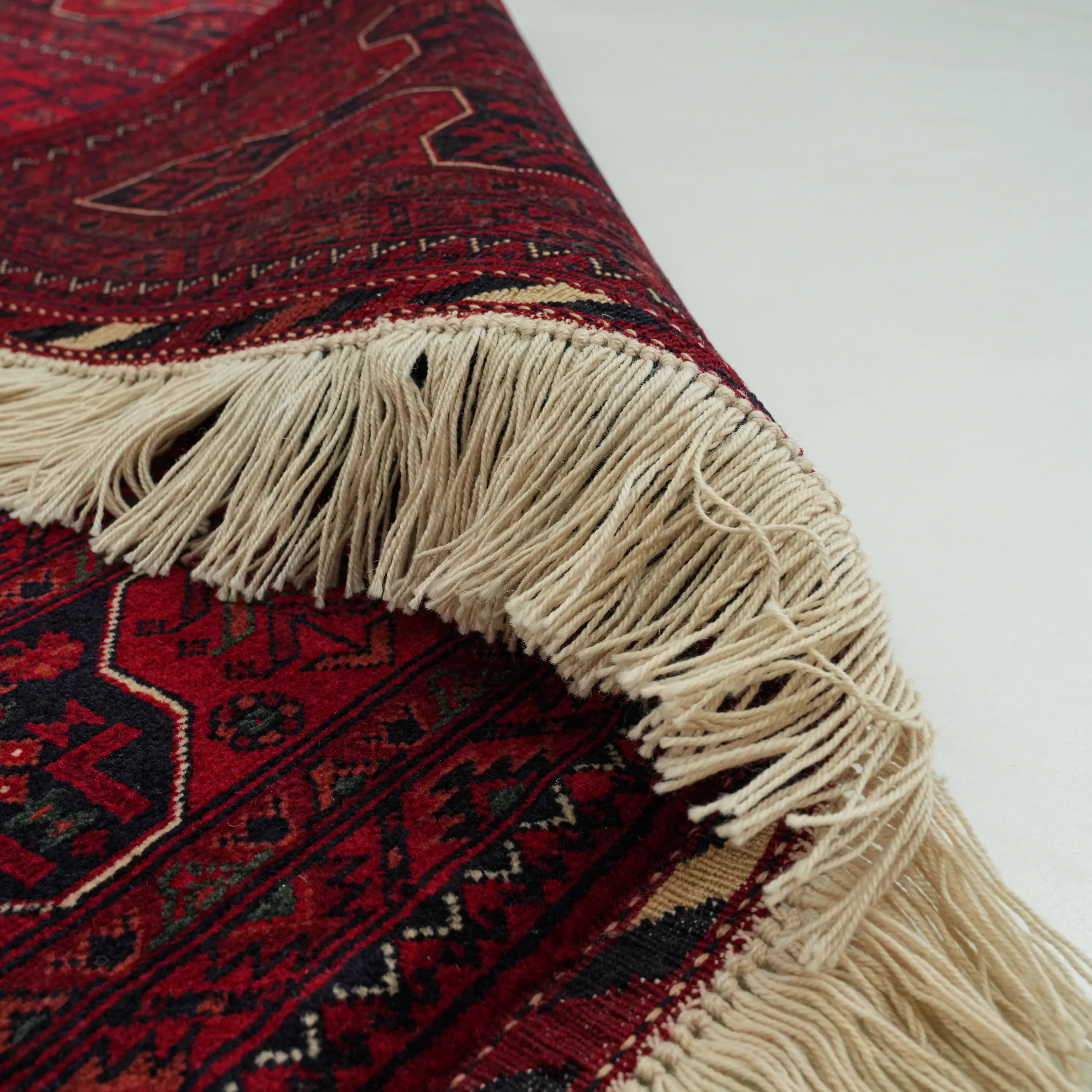 El Dokuma Afgan Desenli Yün Bordo Etnik Bilicik Halı