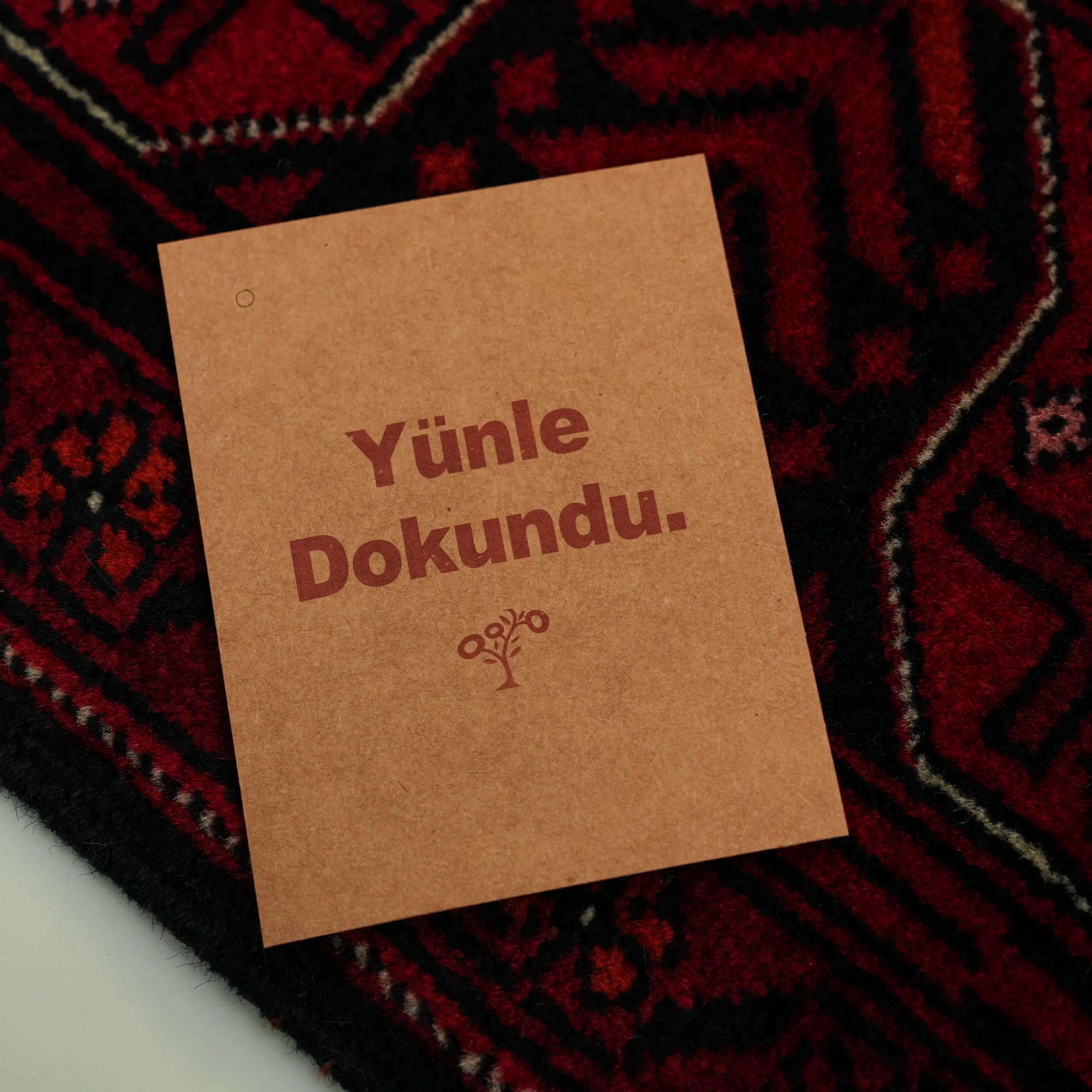 Handwoven Afghan Pattern Wool Burgundy Ethnic Bilicik Rug