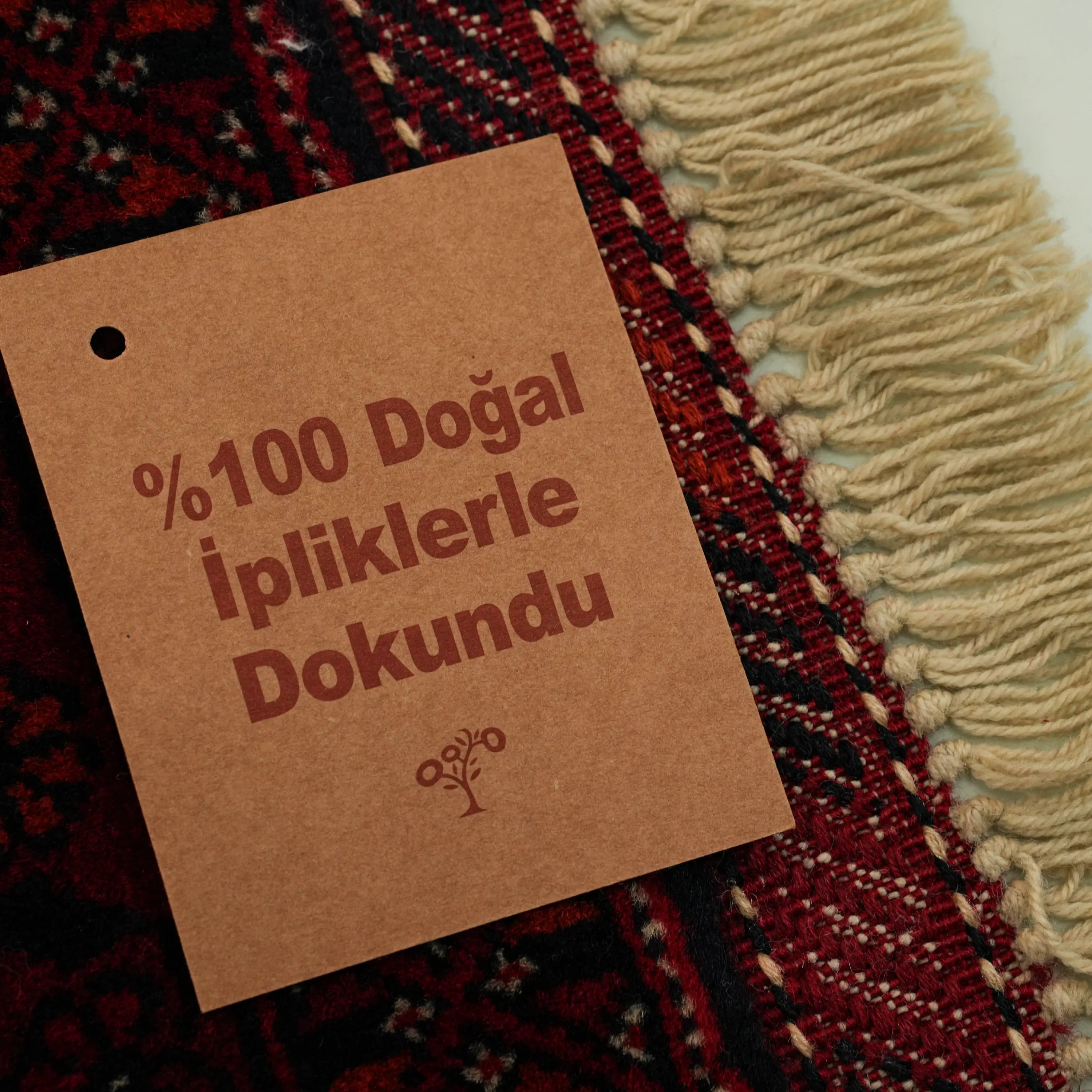 Handwoven Afghan Pattern Wool Burgundy Ethnic Bilicik Rug