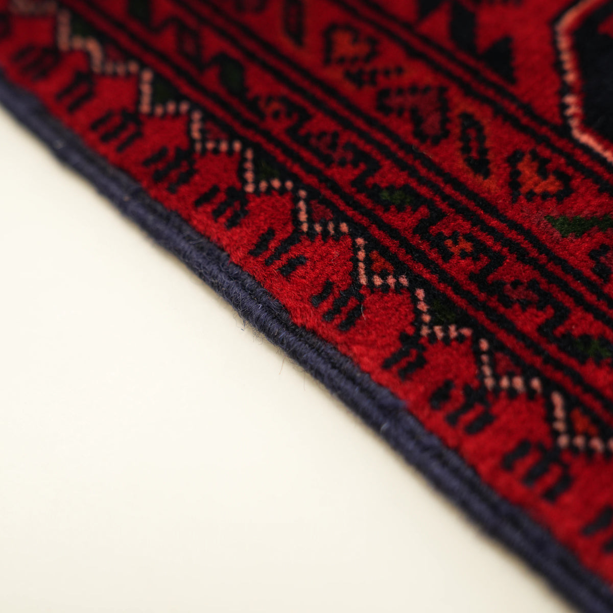 El Dokuma Afgan Desenli Yün Etnik Bordo Bilicik Halı