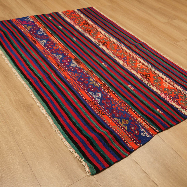 El Dokuma Anadolu Desenli Yün Sandık Eskisi Selendi Cicim Kilimi, rengarenk, 118x170 cm — Halıcızade