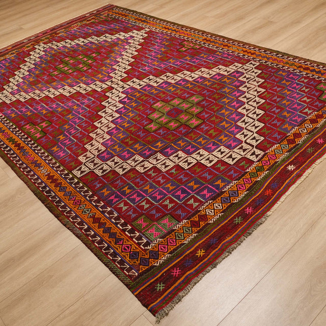 El Dokuma Anadolu Desenli Sandık Eskisi Cicim Kilim, rengarenk, 206x312 cm — Halıcızade