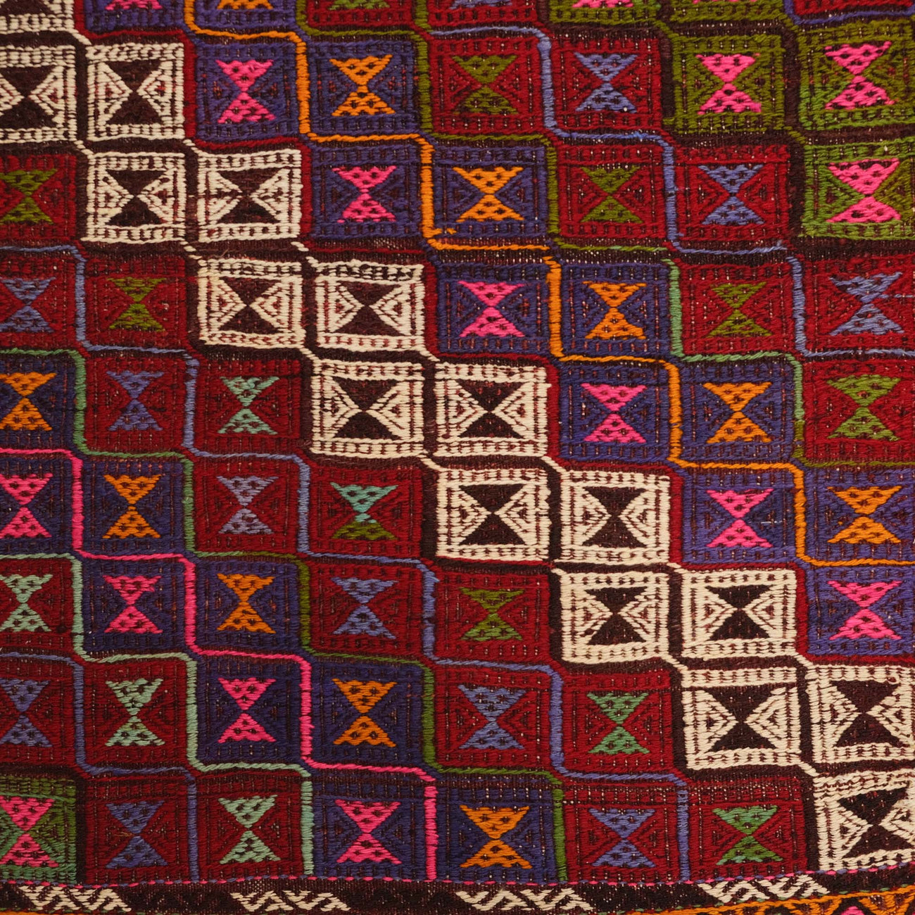 El Dokuma Anadolu Desenli Sandık Eskisi Cicim Kilim — etnik desenli