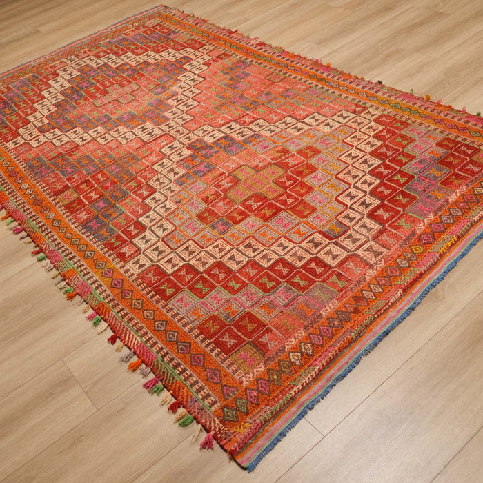 El Dokuma Anadolu Desenli Sandık Eskisi Turuncu Cicim Kilim, 160x280 cm — Halıcızade