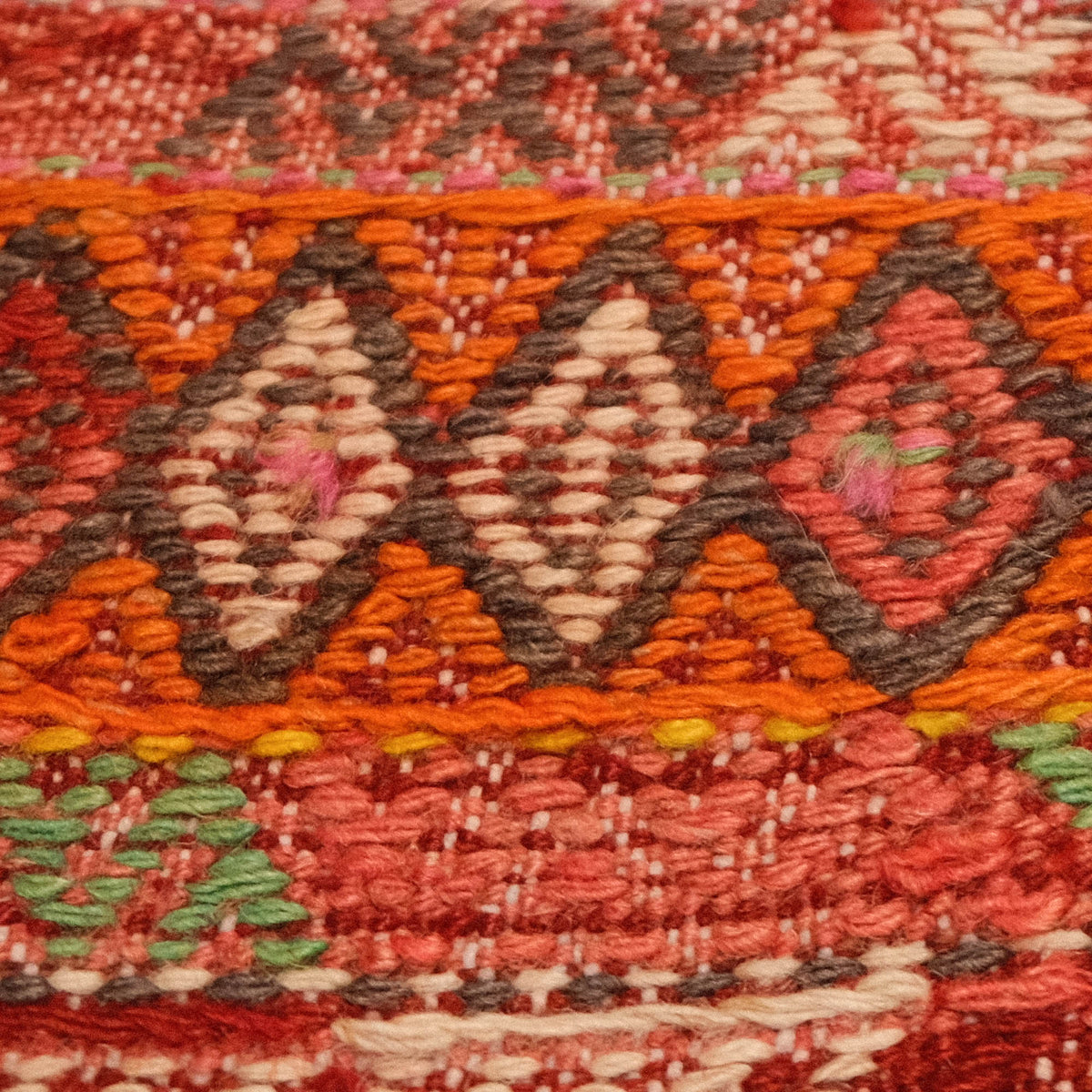 El Dokuma Anadolu Desenli Sandık Eskisi Turuncu Cicim Kilim — etnik desenli