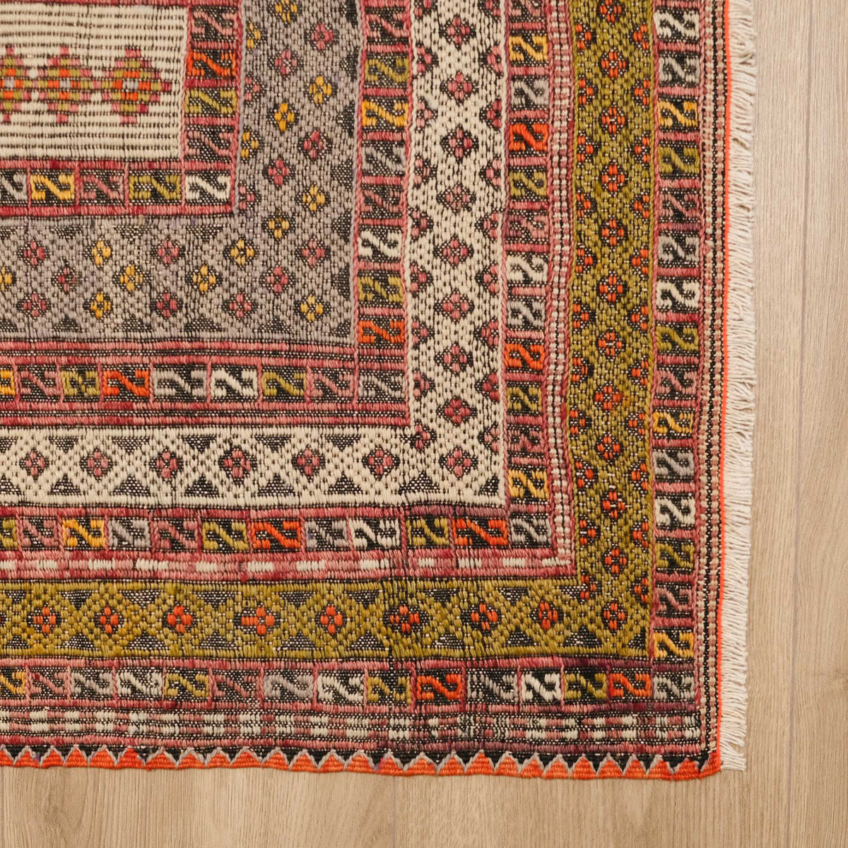 El Dokuma Anadolu Desenli Yeşil Sandık Eskisi Helvacı Cicim Kilim — etnik desenli