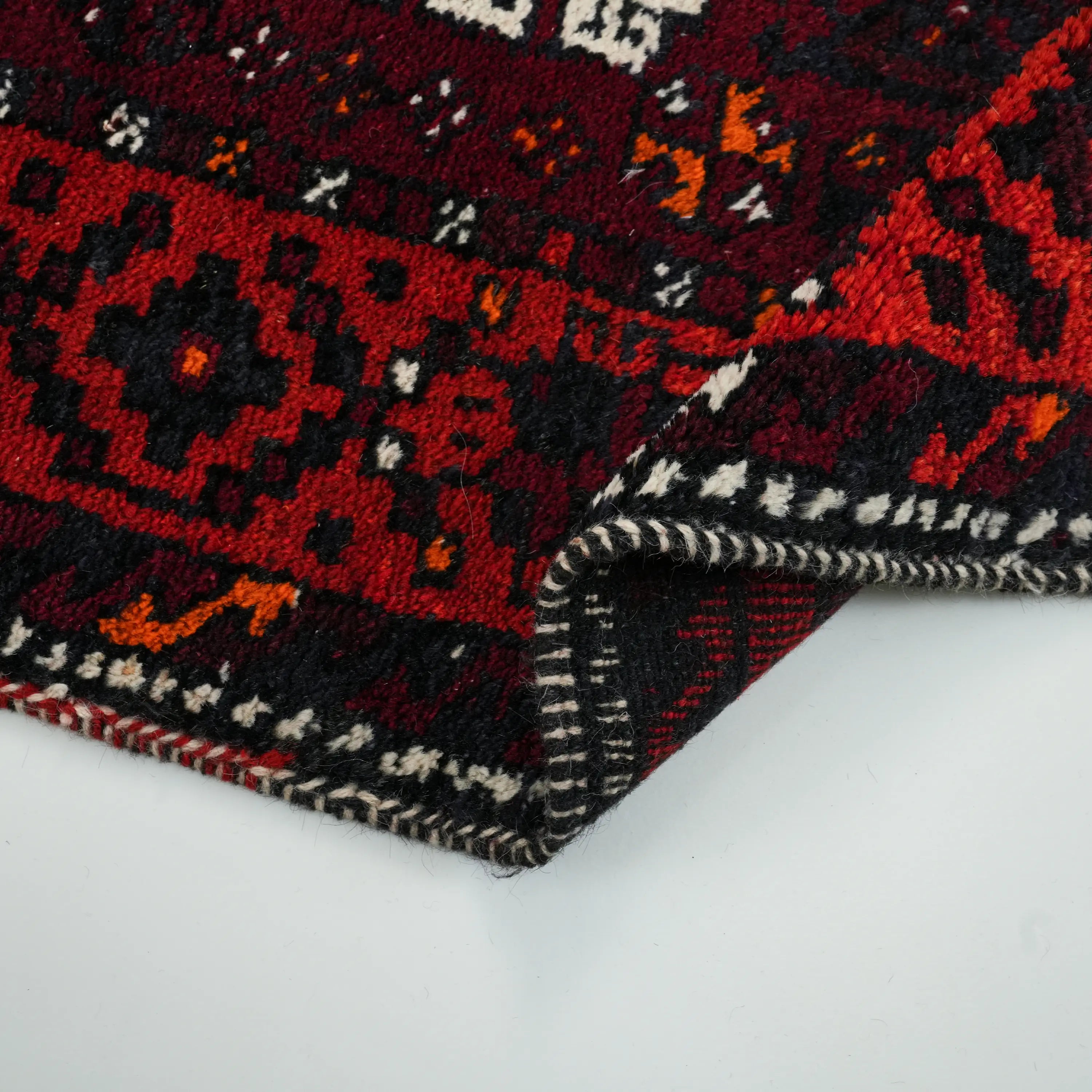 Handwoven Anatolian Patterned Burgundy 80+ Years Root Dye Kirmen Rug