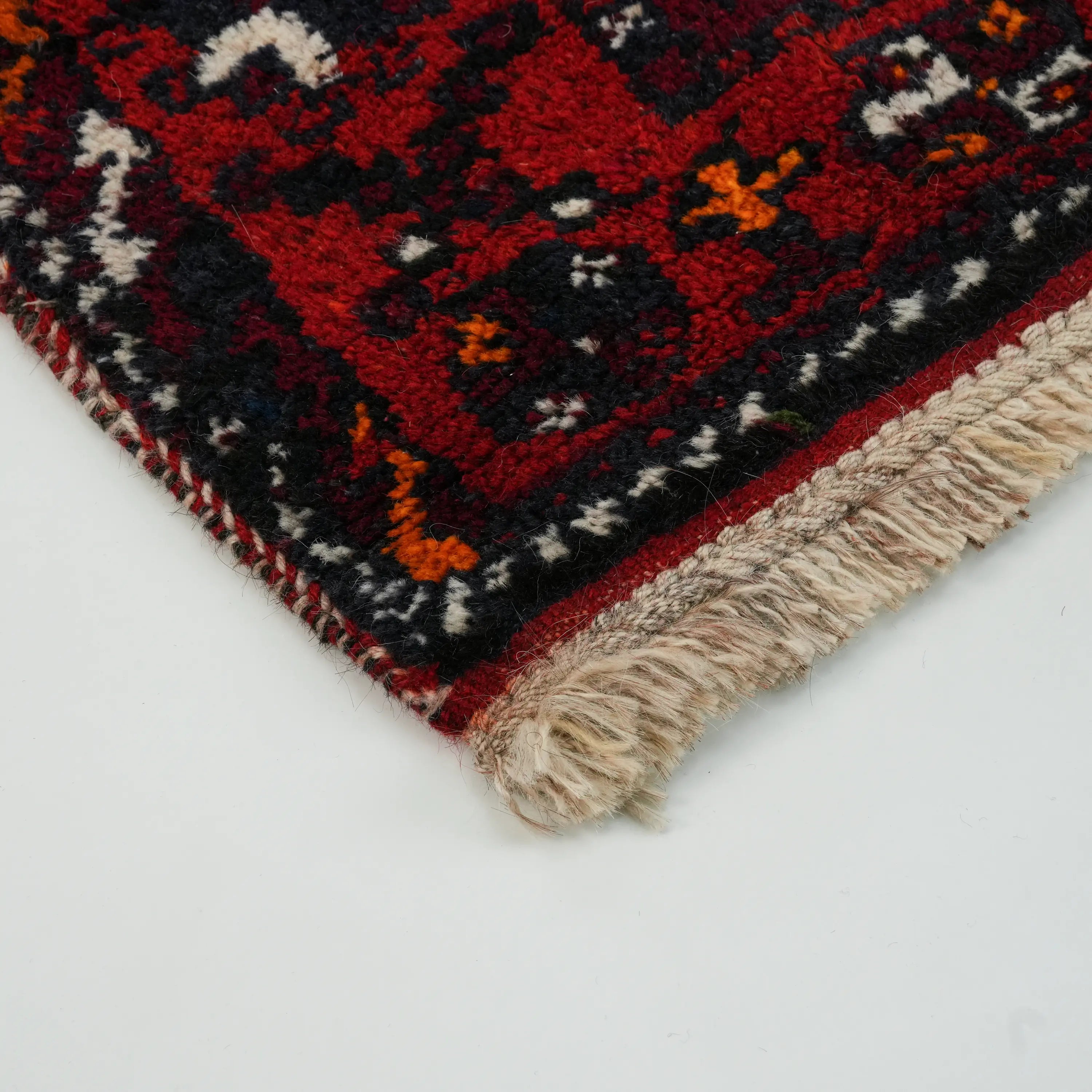 Handwoven Anatolian Patterned Burgundy 80+ Years Root Dye Kirmen Rug