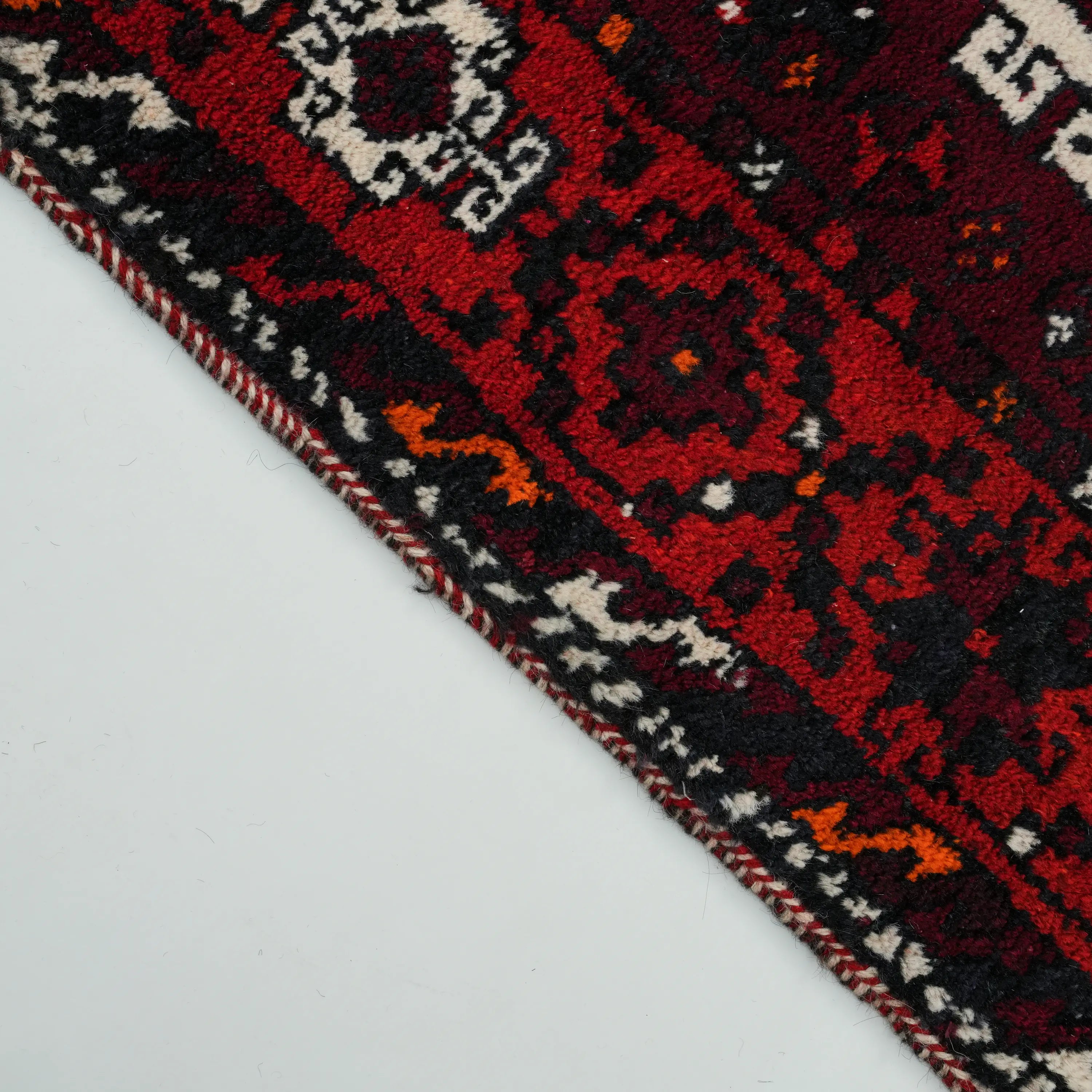 Handwoven Anatolian Patterned Burgundy 80+ Years Root Dye Kirmen Rug