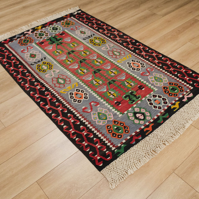El Dokuma Anadolu Desenli Eşme Köy Kilimi, rengarenk, 115x178 cm — Halıcızade