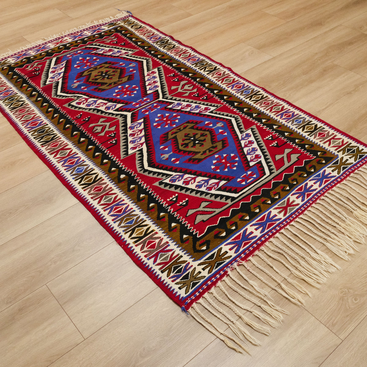 Anadolu desenli el dokuma Bahçecik köy kilimi, rengarenk, 100x180 cm — Halıcızade
