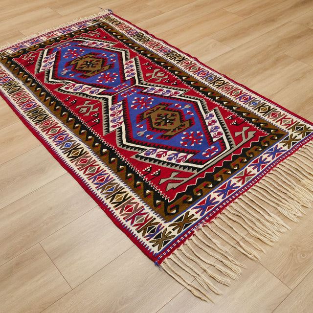 Anadolu desenli el dokuma Bahçecik köy kilimi, rengarenk, 100x180 cm — Halıcızade