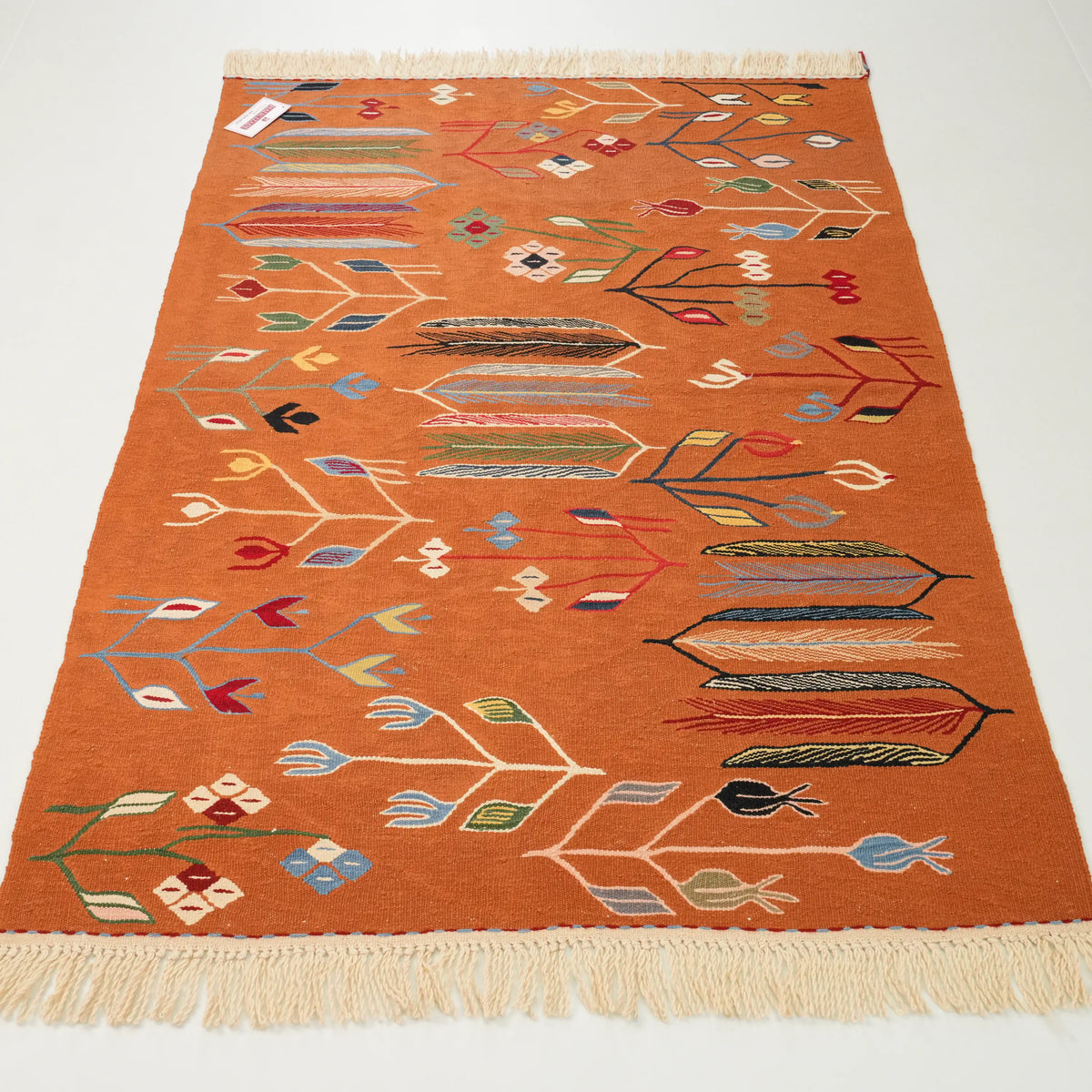 El Dokuma Anadolu Desenli Kahverengi Yün Kilim — el dokuma kilim