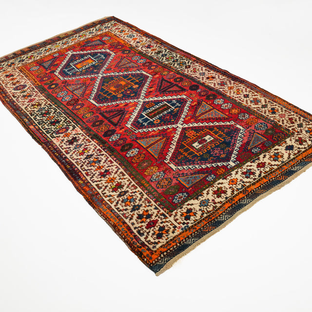 Anadolu desenli kök boyalı el dokuma Antep halı, rengarenk, 134x241 cm — Halıcızade