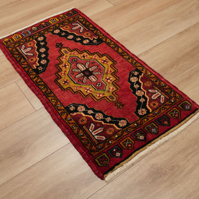 Konya İnlice Sandık Eskisi El Dokuma Halı Yastık, kırmızı, 56x108 cm — Halıcızade