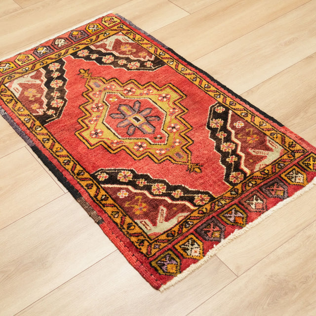 El Dokuma Anadolu Desenli Kırmızı Yün Konya İnlice Sandık Eskisi Halı Yastık, 62x107 cm — Halıcızade