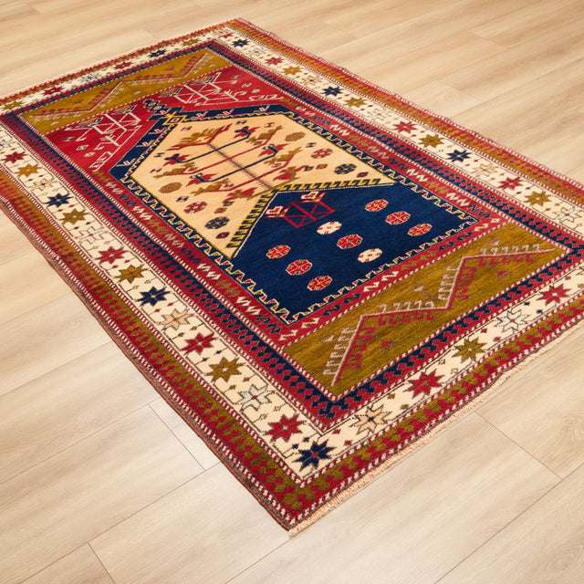 El Dokuma Anadolu Desenli Kırmızı Yün Sultanhanı Sandık Eskisi Halı, 137x215 cm — Halıcızade