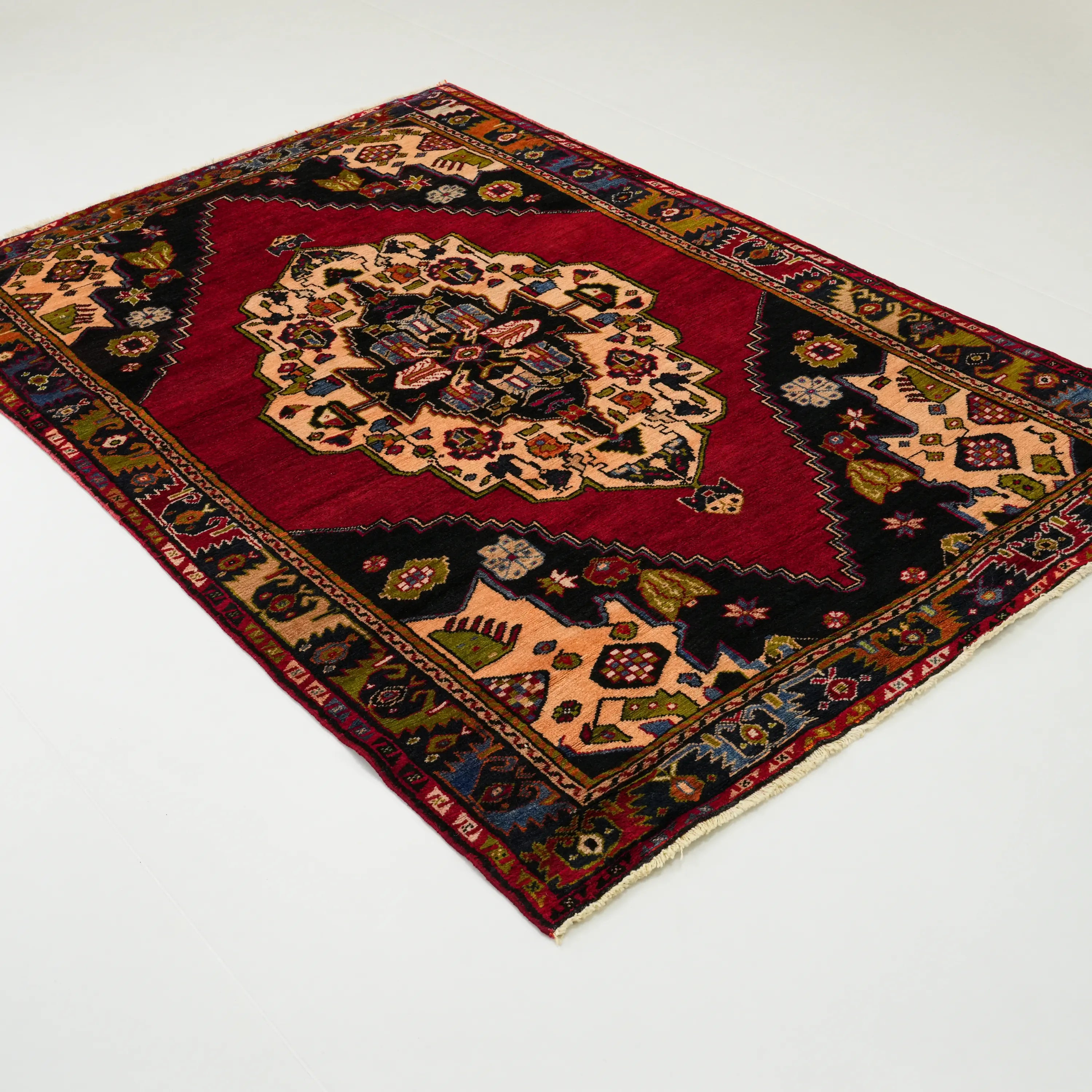 El Dokuma Anadolu Desenli Konya Karapınar Köy Dokuma Sandık Eskisi Yün Halı