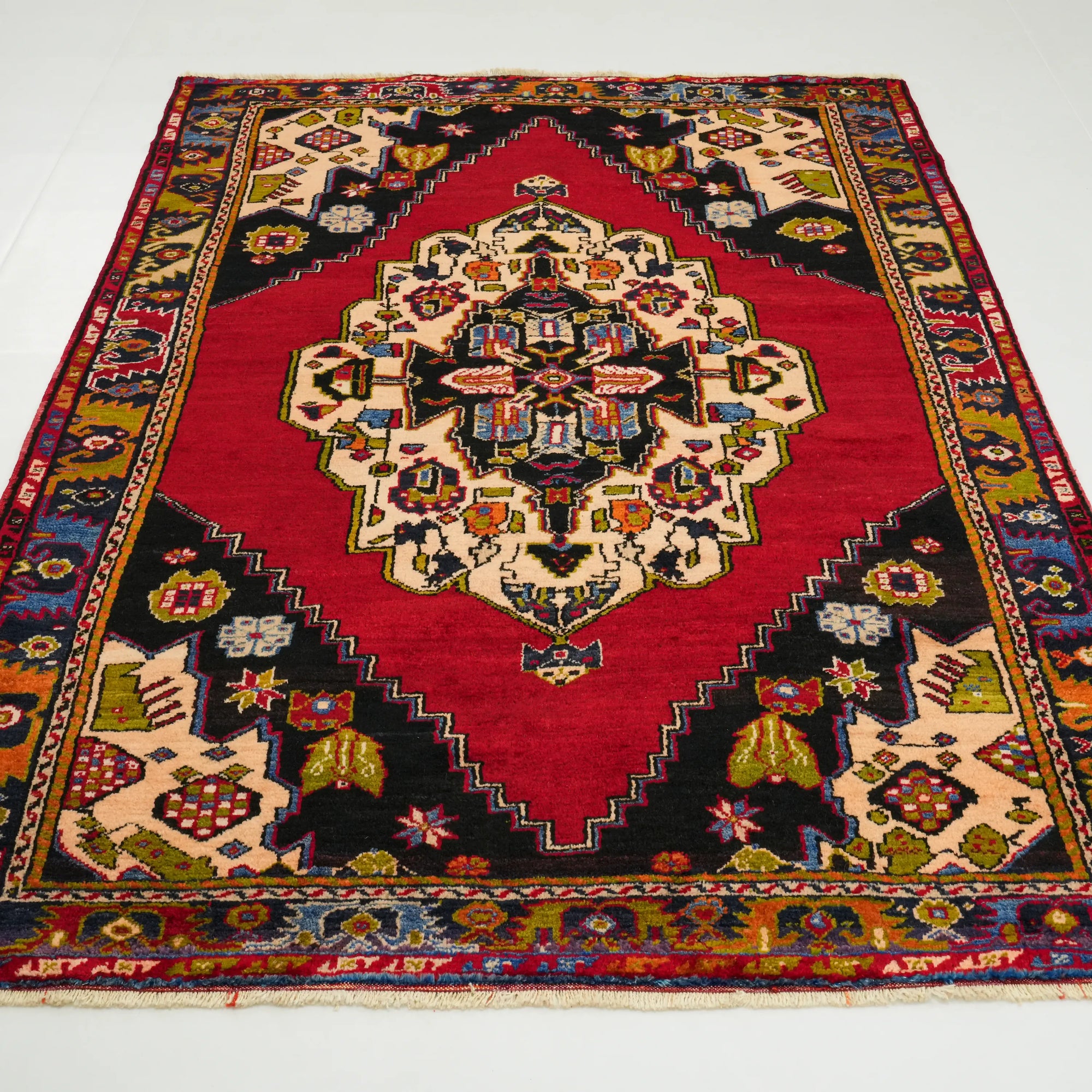 El Dokuma Anadolu Desenli Konya Karapınar Köy Dokuma Sandık Eskisi Yün Halı — 151x224 cm