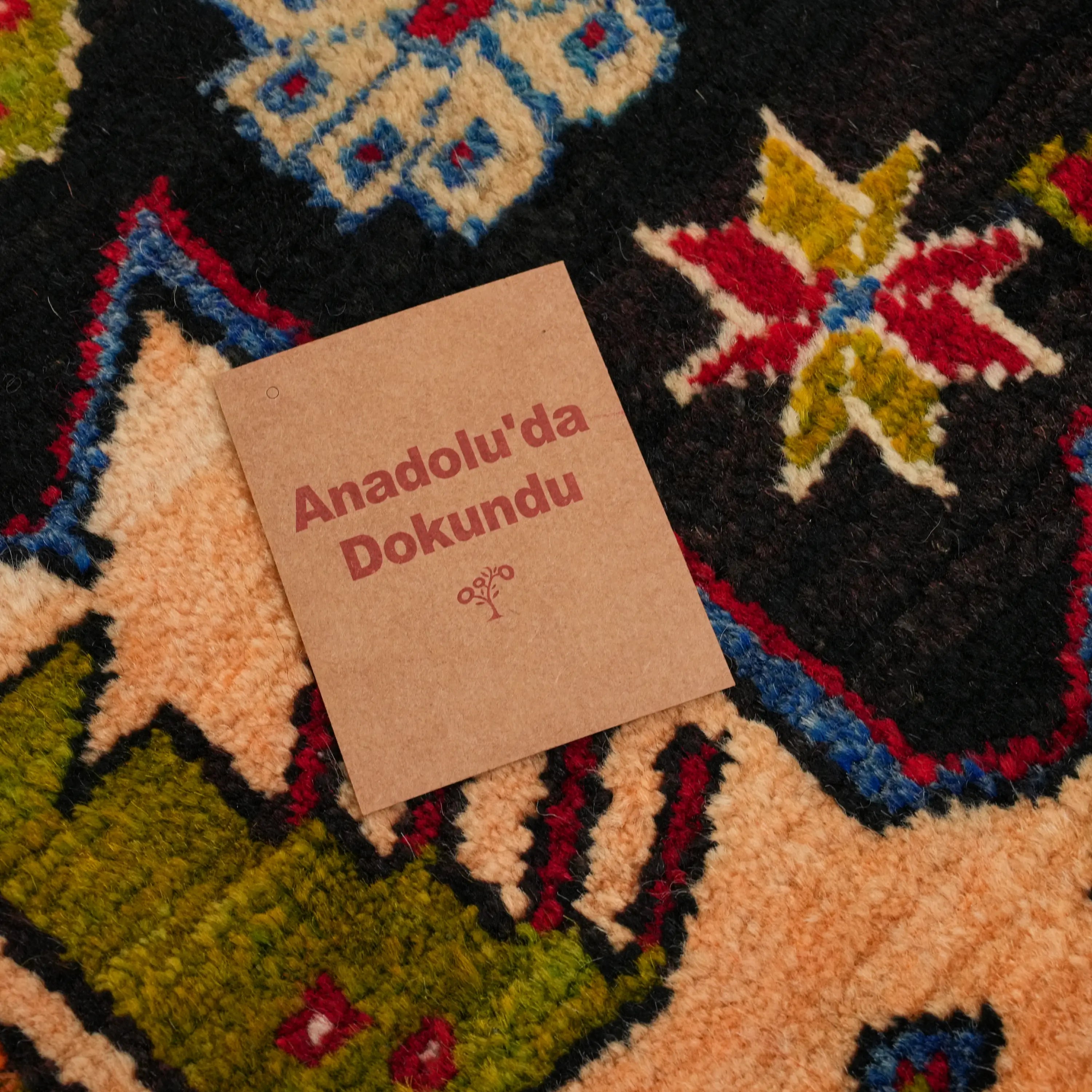 El Dokuma Anadolu Desenli Konya Karapınar Köy Dokuma Sandık Eskisi Yün Halı