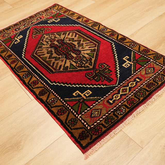 Handwoven Anatolian Patterned Navy Blue Rug Pillow, 60×90 cm Translation missing: en.hz.card.alt_brand