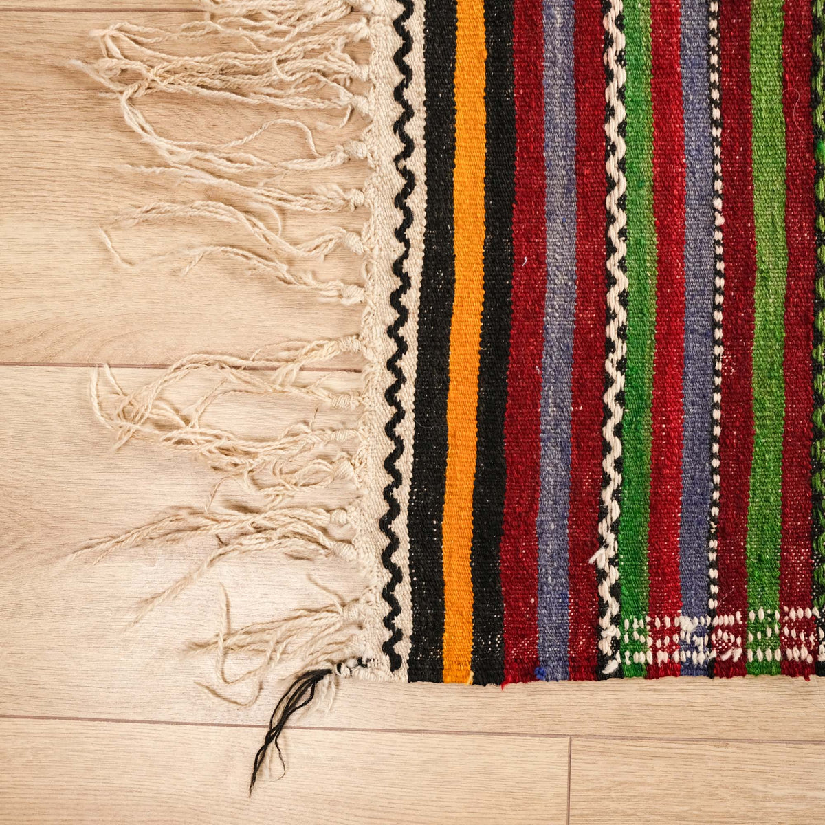 El Dokuma Anadolu Desenli Rengarenk Çanakkale Kilim — yün