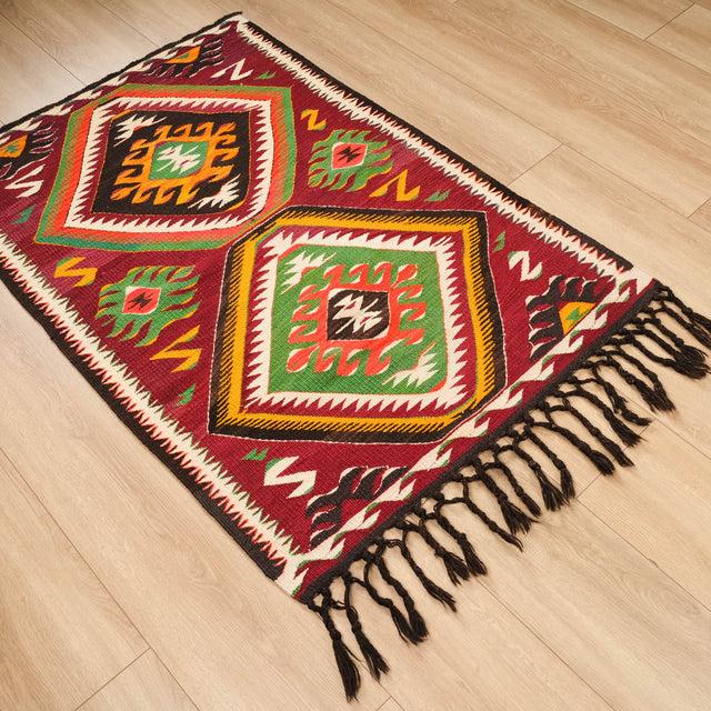 El Dokuma Anadolu Desenli Sandık Eskisi Mut Köy Kilimi, rengarenk, 100x150 cm — Halıcızade