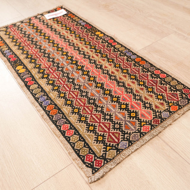El Dokuma Anadolu Desenli Rengarenk Karapınar Cicim Kilim, 48x97 cm — Halıcızade