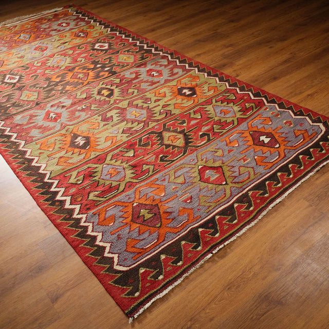El Dokuma Anadolu Desenli Rengarenk Kilim, 155x325 cm — Halıcızade