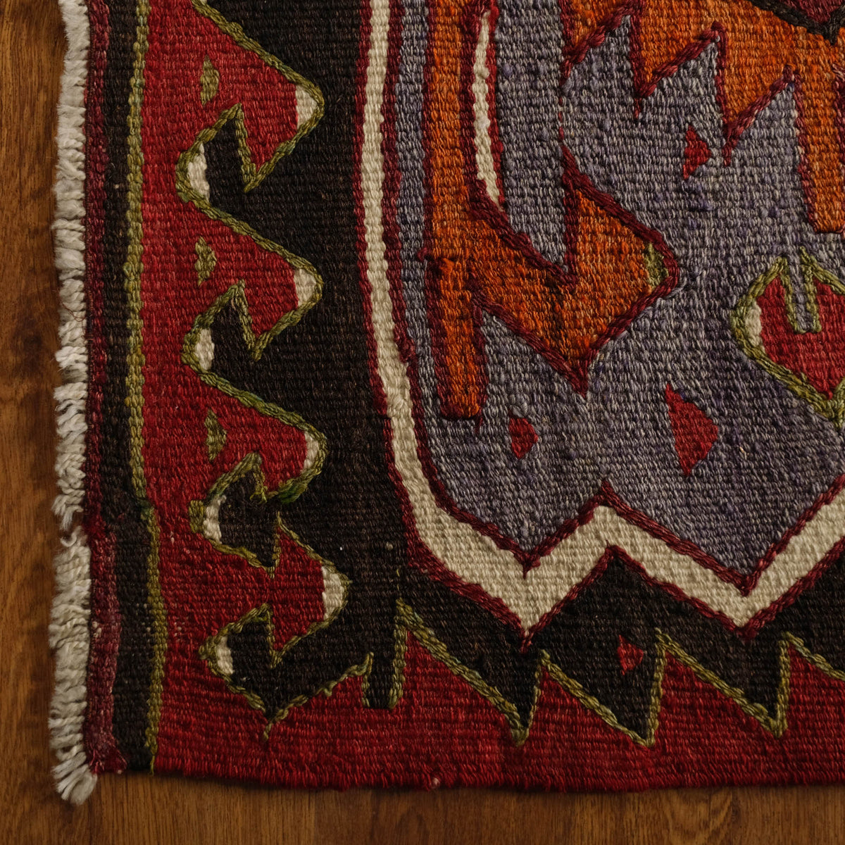 El Dokuma Anadolu Desenli Rengarenk Kilim — etnik desenli