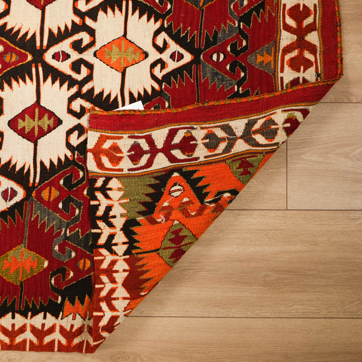 El Dokuma Anadolu Desenli Rengarenk Mersin Mut Kilim — yün