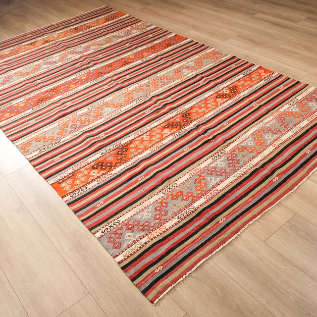 El Dokuma Anadolu Desenli Rengarenk Sandık Eskisi Yün Cicim Kilim, 183x315 cm — Halıcızade