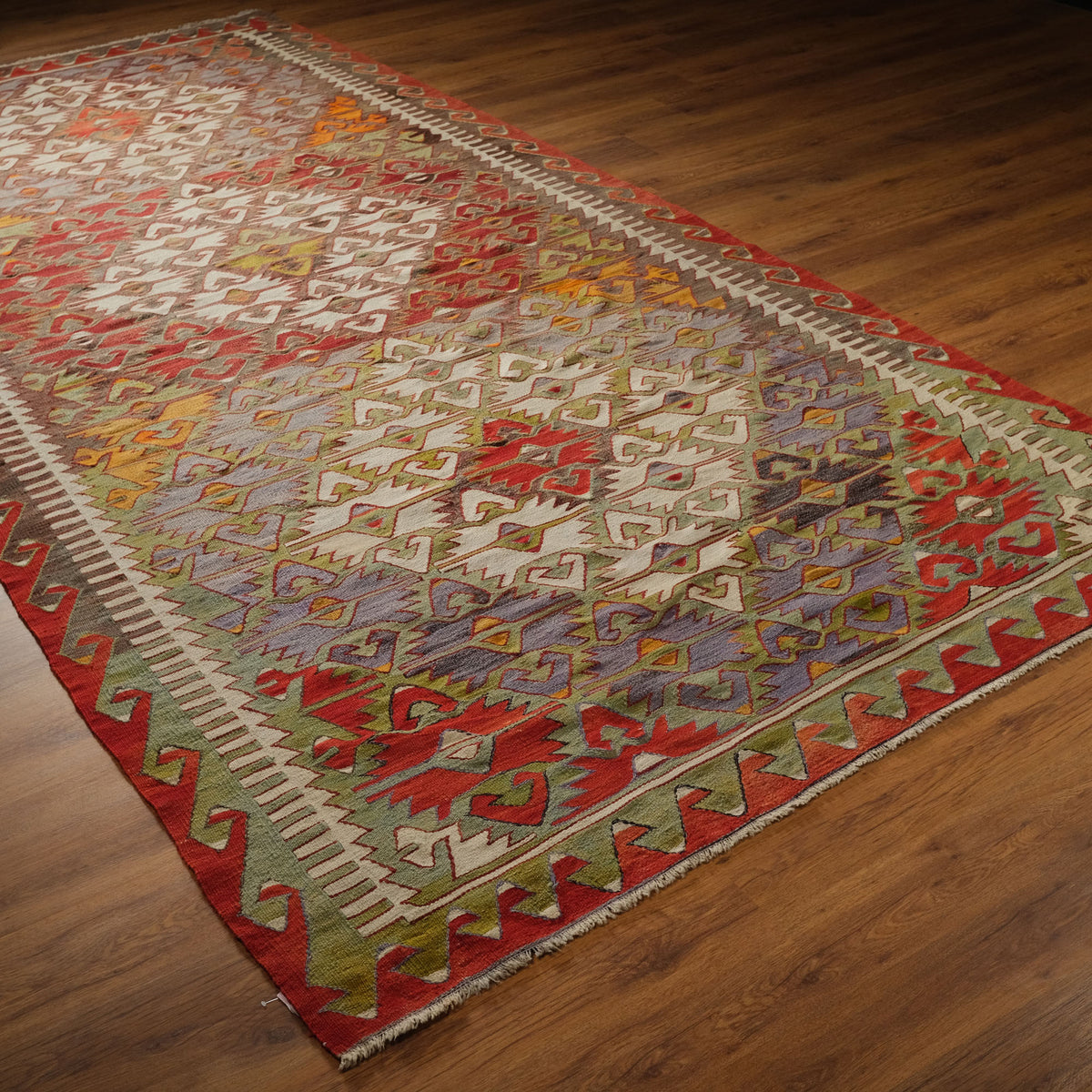 El Dokuma Anadolu Desenli Rengarenk Sivrihisar Kilim, 175x370 cm — Halıcızade