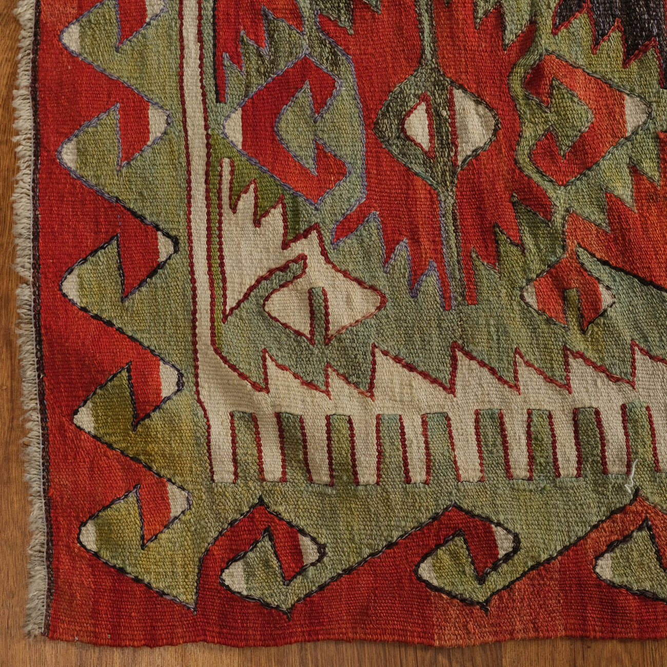 El Dokuma Anadolu Desenli Rengarenk Sivrihisar Kilim — etnik desenli