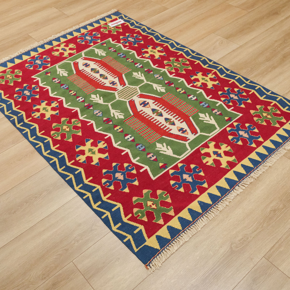 Anadolu desenli el dokuma Uşak kilim, rengarenk, 119x188 cm — Halıcızade