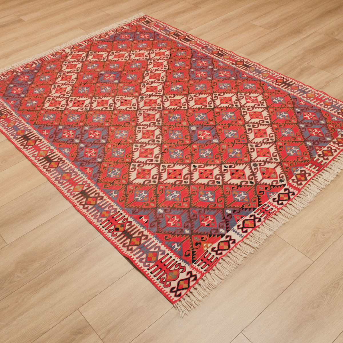 El Dokuma Anadolu Desenli Rengarenk Van Kök Boya Kilim, 158x208 cm — Halıcızade