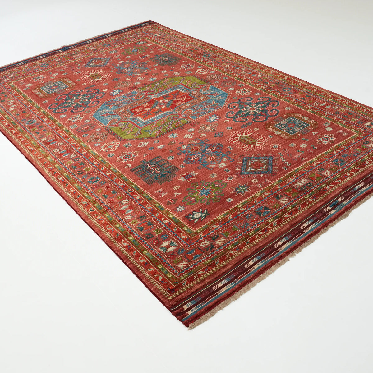 El Dokuma Anadolu Desenli Rengarenk Yün Halı, 193x300 cm — Halıcızade