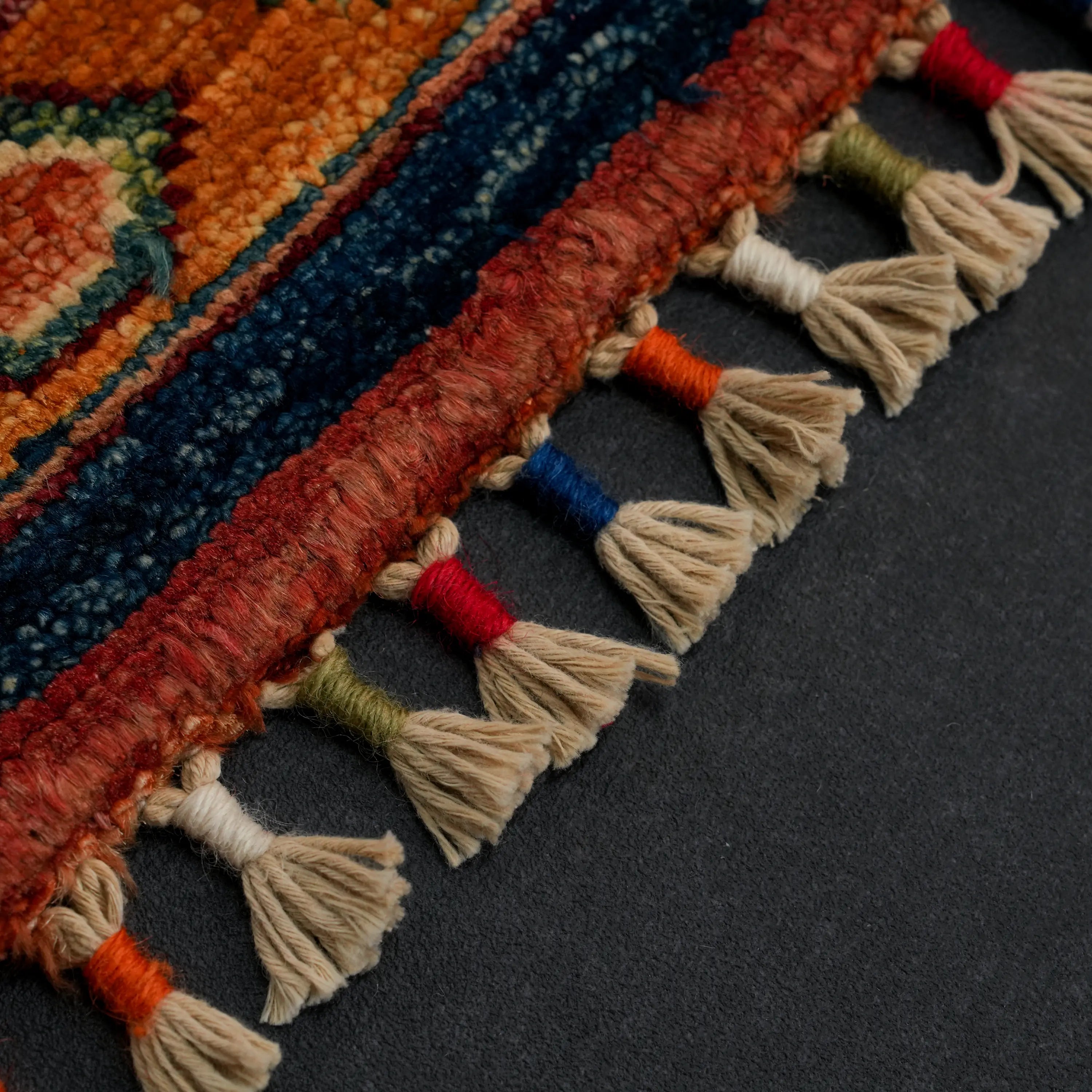 Handwoven Anatolian Patterned Colorful Wool Rug