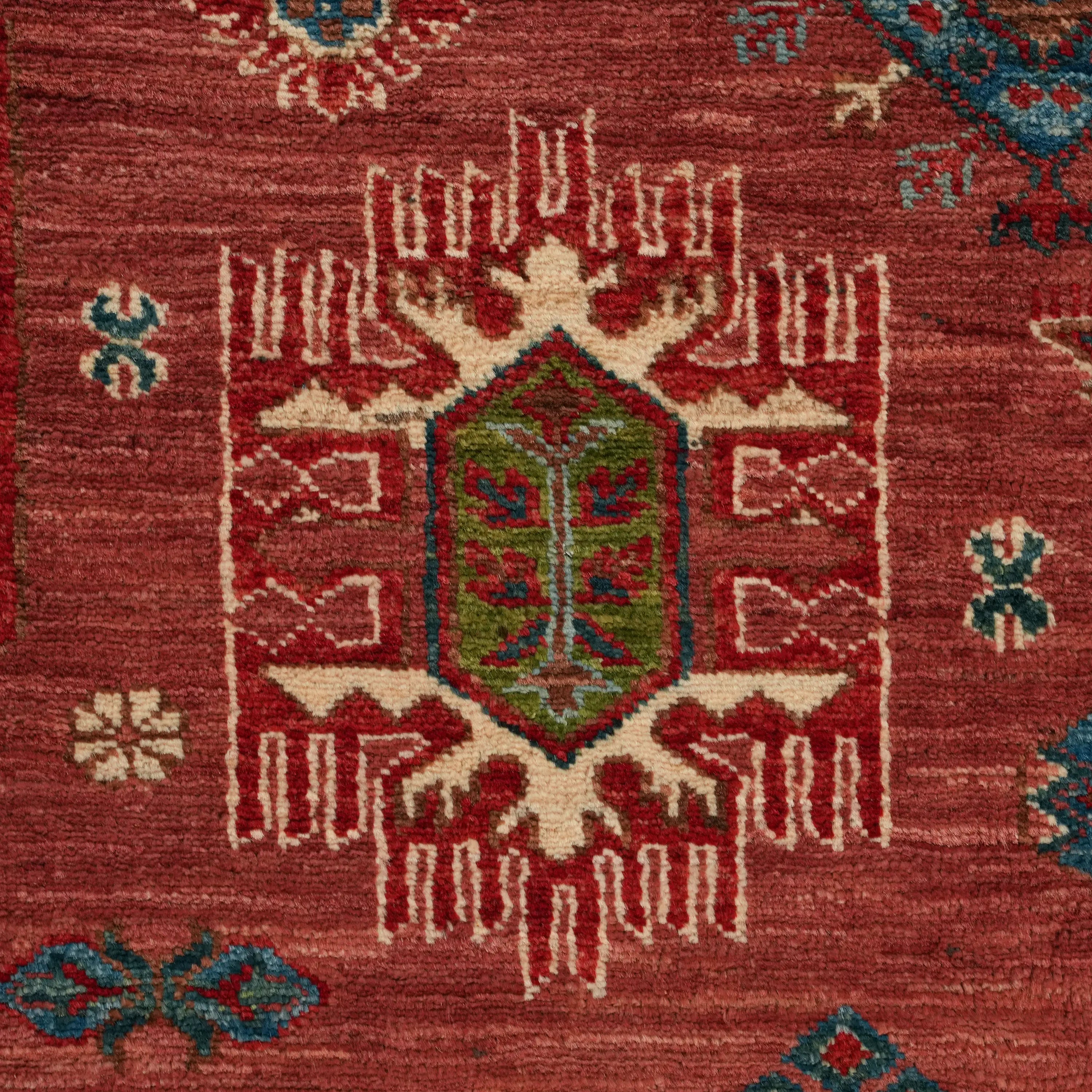 Handwoven Anatolian Patterned Colorful Wool Rug
