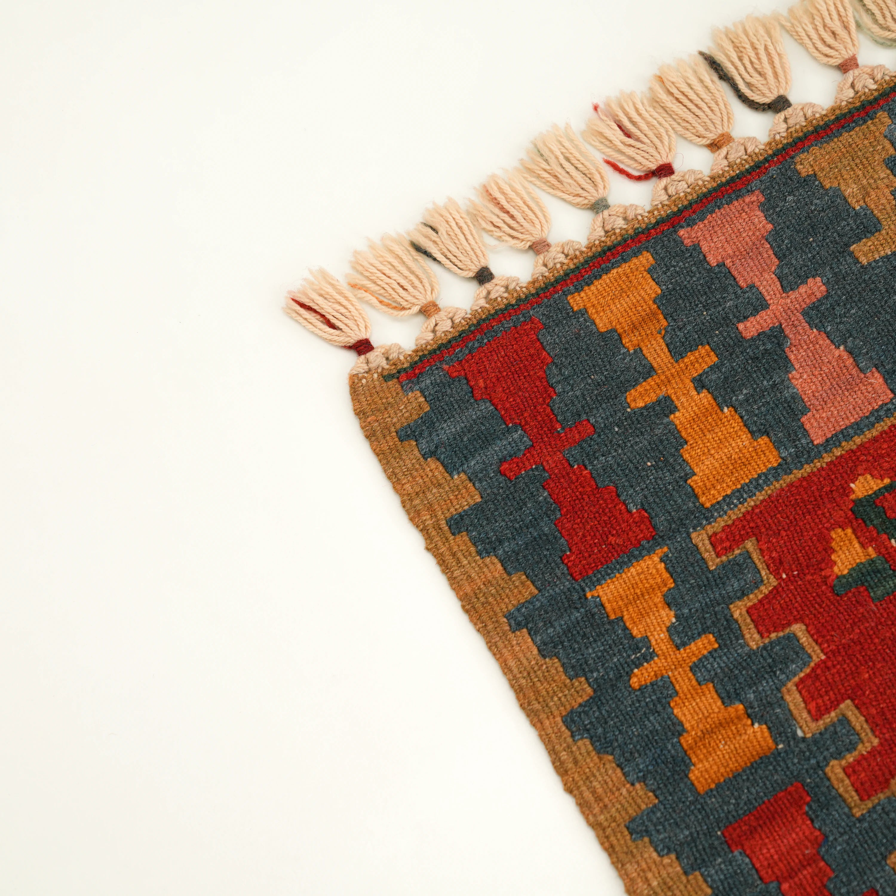 Handwoven Anatolian Pattern colorful Wool Kayseri Kilim