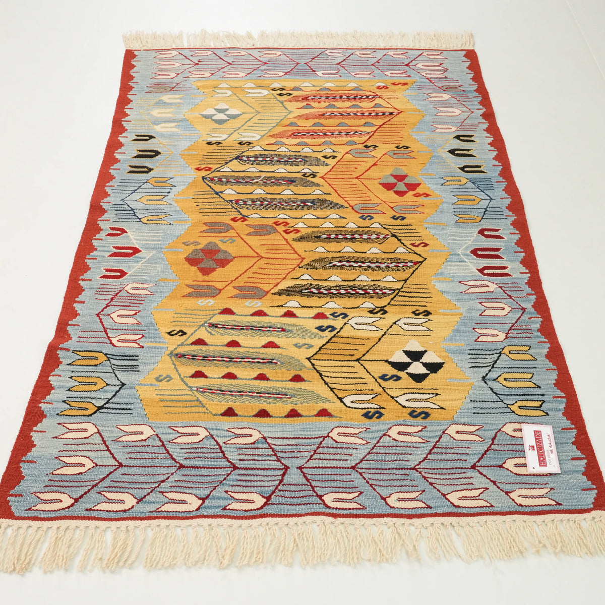 El Dokuma Anadolu Desenli Rengarenk Yün Kilim — el dokuma kilim