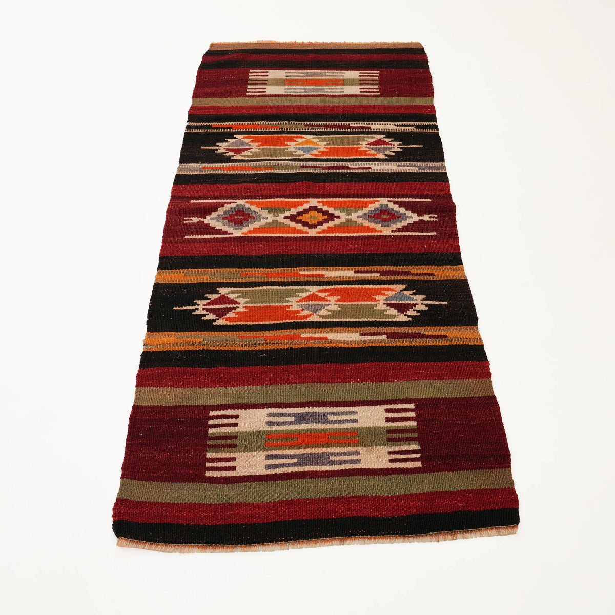 El Dokuma Anadolu Desenli Rengarenk Yün Kilim — el dokuma kilim