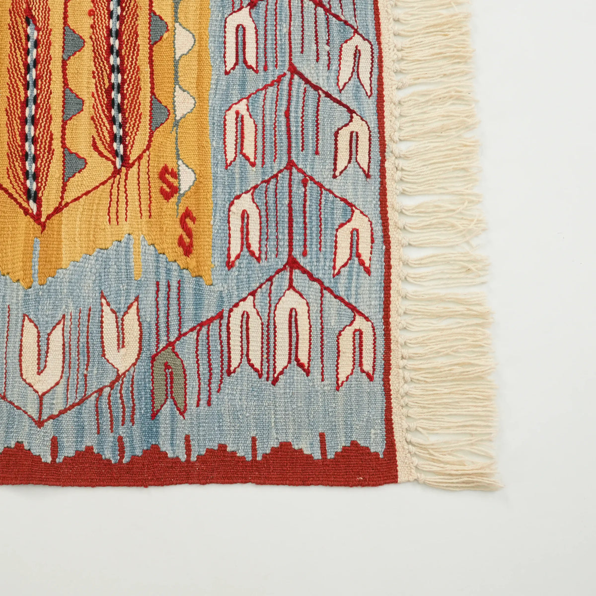 El Dokuma Anadolu Desenli Rengarenk Yün Kilim — etnik desenli